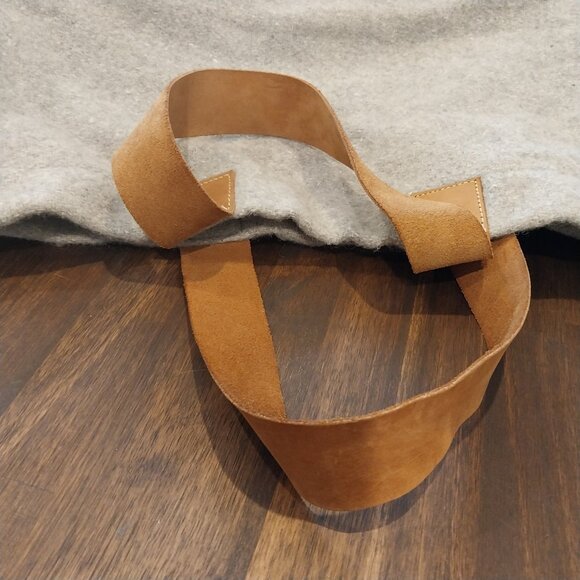 The Royal Standard Gray Wool Blend Large Tote Bag Purse 17" x 12" Leather Handle - Picture 5 of 9